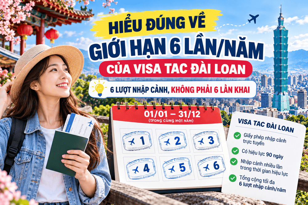 HIỂU ĐÚNG VỀ GIỚI HẠN 6 LẦN/NĂM CỦA VISA TAC ĐÀI LOAN