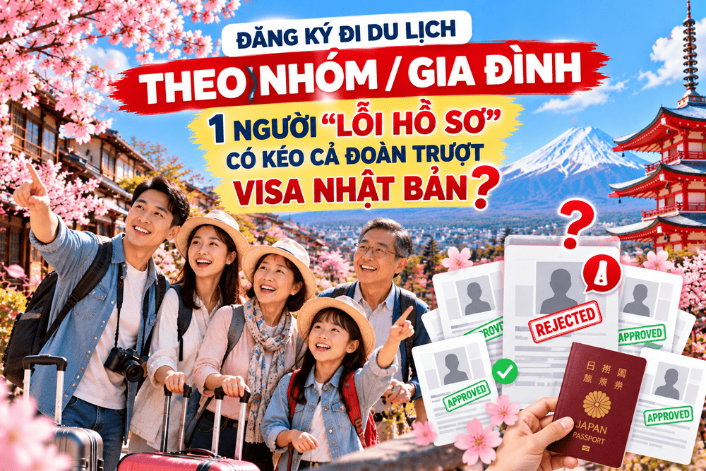 ĐĂNG KÝ ĐI DU LỊCH THEO NHÓM / GIA ĐÌNH: 1 NGƯỜI “LỖI HỒ SƠ” CÓ KÉO CẢ ĐOÀN TRƯỢT VISA NHẬT BẢN?