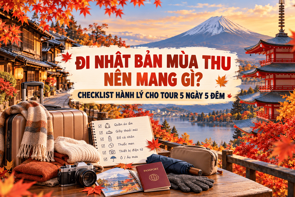 ĐI NHẬT BẢN MÙA THU NÊN MANG GÌ? CHECKLIST HÀNH LÝ CHO TOUR 5 NGÀY 5 ĐÊM