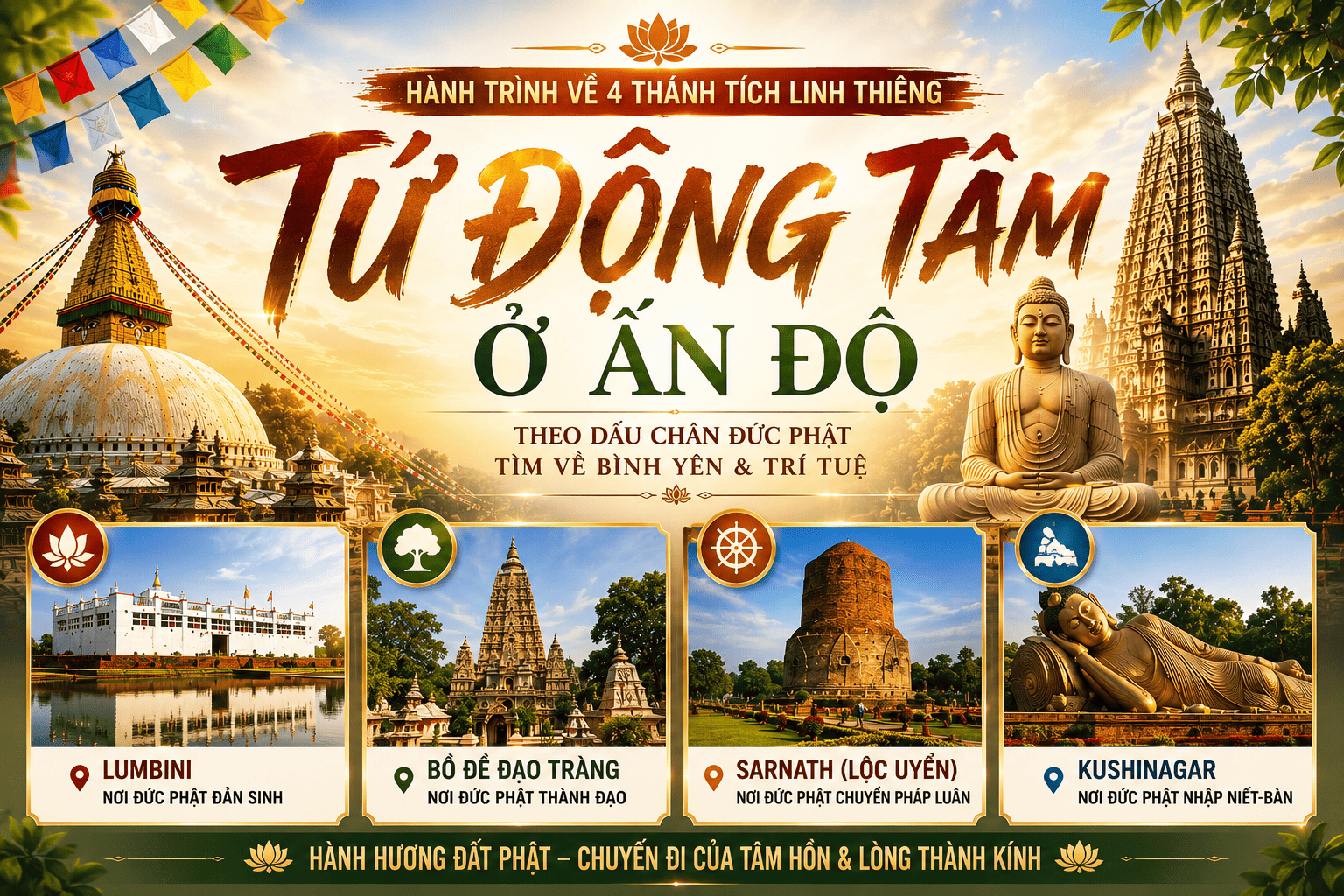 Tứ Động Tâm – Hành Trình Về 4 Thánh Tích Gắn Liền Với Cuộc Đời Đức Phật
